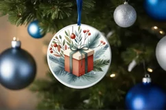 Gift Round Christmass Ornament Sublimation PNG Product Image 4