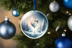 Winter Christmas Ball Scene Champagne Sublimation PNG Product Image 4