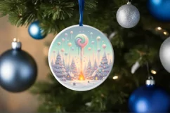 Pastel Christmas Molten Candy Scene Round Christmas Ornament Product Image 4