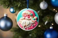 3D Santa Round Ornament Sublimation PNG Product Image 1