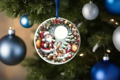 Santa Scene Round Ornament Sublimation PNG Product Image 1