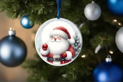 Santa Image Round Ornament Sublimation PNG Product Image 1