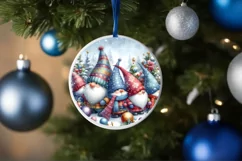 Winter Gnomes Round Ornament Sublimation PNG Product Image 1