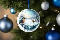 Winter Christmas Ball Scene with Birds Sublimation PNG Product Image 4