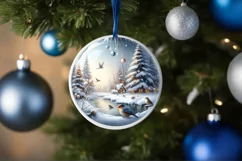 Winter Christmas Ball Scene with Birds Sublimation PNG Product Image 4