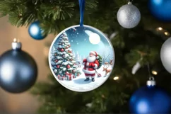 Winter Christmas Ball Scene with Santa Sublimation PNG Product Image 4