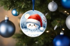 Winter Scene Monkey Portrait with Santa Hat Round Ornament Product Image 4
