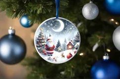 Santa Scene Round Ornament Sublimation PNG Product Image 4