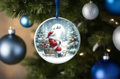 Santa Scene Round Ornament Sublimation PNG Product Image 4