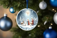 Nativity Winter Christmas Ball Scene Sublimation PNG Product Image 4