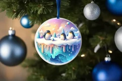 Pastel Penguin Winter Scene Sublimation PNG Product Image 4