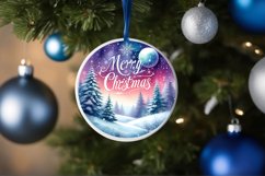 Merry Christmas Round Christmas Ornament Sublimation PNG Product Image 1