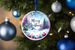 Merry Christmas Round Christmas Ornament Sublimation PNG Product Image 4
