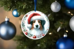 Dog Round Christmas Ornament Sublimation PNG Product Image 4