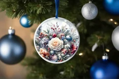 3D Winter Scene with Flowers Ornament Sublimation PNG Product Image 1