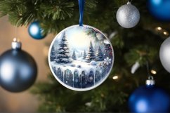 3D Winter Scene with Flowers Ornament Sublimation PNG Product Image 1
