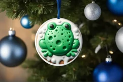Christmas Frog with Melting Edges Round Ornament Sublimation Product Image 4