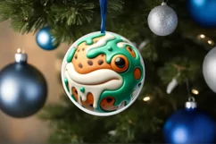 Christmas Frog with Melting Edges Round Ornament Sublimation Product Image 4