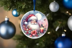 Santa Scene Round Ornament Sublimation PNG Product Image 4