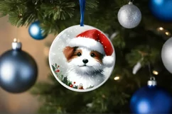 Dog Round Christmas Ornament Sublimation PNG Product Image 4