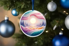 Pastell Molten Candy Winter Scene Round Ornament Sublimation Product Image 4
