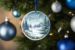 Merry Christmas Winter Scene Ornament Sublimation PNG Product Image 4