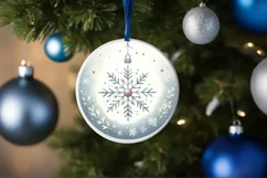 Snow Flake Round Ornament Sublimation PNG Product Image 1