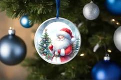 Santa Round Ornament Sublimation PNG Product Image 4