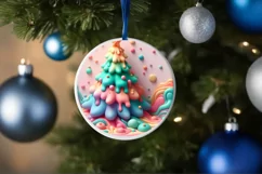 3D Winter Scene with Tree Ornament Sublimation PNG Product Image 4