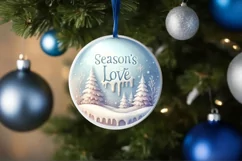 3D Winter Scene with Season's Love Ornament Sublimation PNG Product Image 1