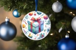 Christmass Gift Round Ornament Sublimation PNG Product Image 1