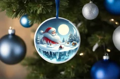 3D Winter Scene with Santa Ornament Sublimation PNG Product Image 1