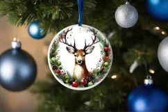 Colorful Reindeer Christmas Ornament Sublimation PNG Product Image 4