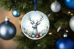 Colorful Reindeer Christmas Ornament Sublimation PNG Product Image 4