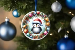 Colorful Penguin Christmas Ornament Sublimation PNG Product Image 4