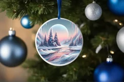 Pastel Molten Candy Winter Scene Round Christmas Ornament Product Image 4