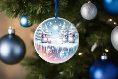 3D Penguins Winter Scene Ornament Sublimation PNG Product Image 4