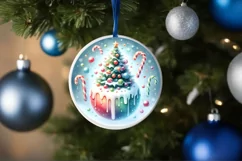 Winter Scene with Candies Round Christmas Ornament Product Image 1