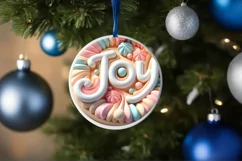 joy polar bear round ornament sublimation png Product Image 4