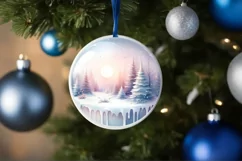 Detailed Winter Scene with Forest Round Ornament Sublimation Product Image 4