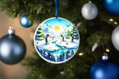 3D Penguins Winter Scene Ornament Sublimation PNG Product Image 4