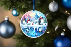 3D Penguins Winter Scene Ornament Sublimation PNG Product Image 4