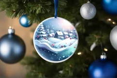 Winter Scene with Sleigh Round Christmas Ornament Product Image 4