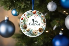 Merry Christmas Round Ornament Sublimation PNG Product Image 4