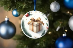 Gift Round Sticker Ornament Sublimation PNG Product Image 1