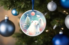 Colorful Polar Bear Round Ornament Sublimation PNG Product Image 1