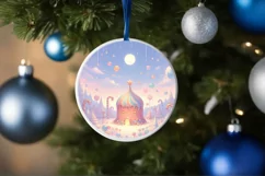 Pastel Molten Candy Christmas Scene Round Ornament Product Image 4