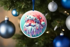 Santa with Melting Edges Round Sticker Ornament Sublimation Product Image 4