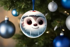 Winter Monkey Portrait with Santa Hat Round Ornament Product Image 1