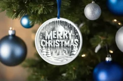 Merry Christmas! Frosty Fun Round Sticker Ornament Product Image 4